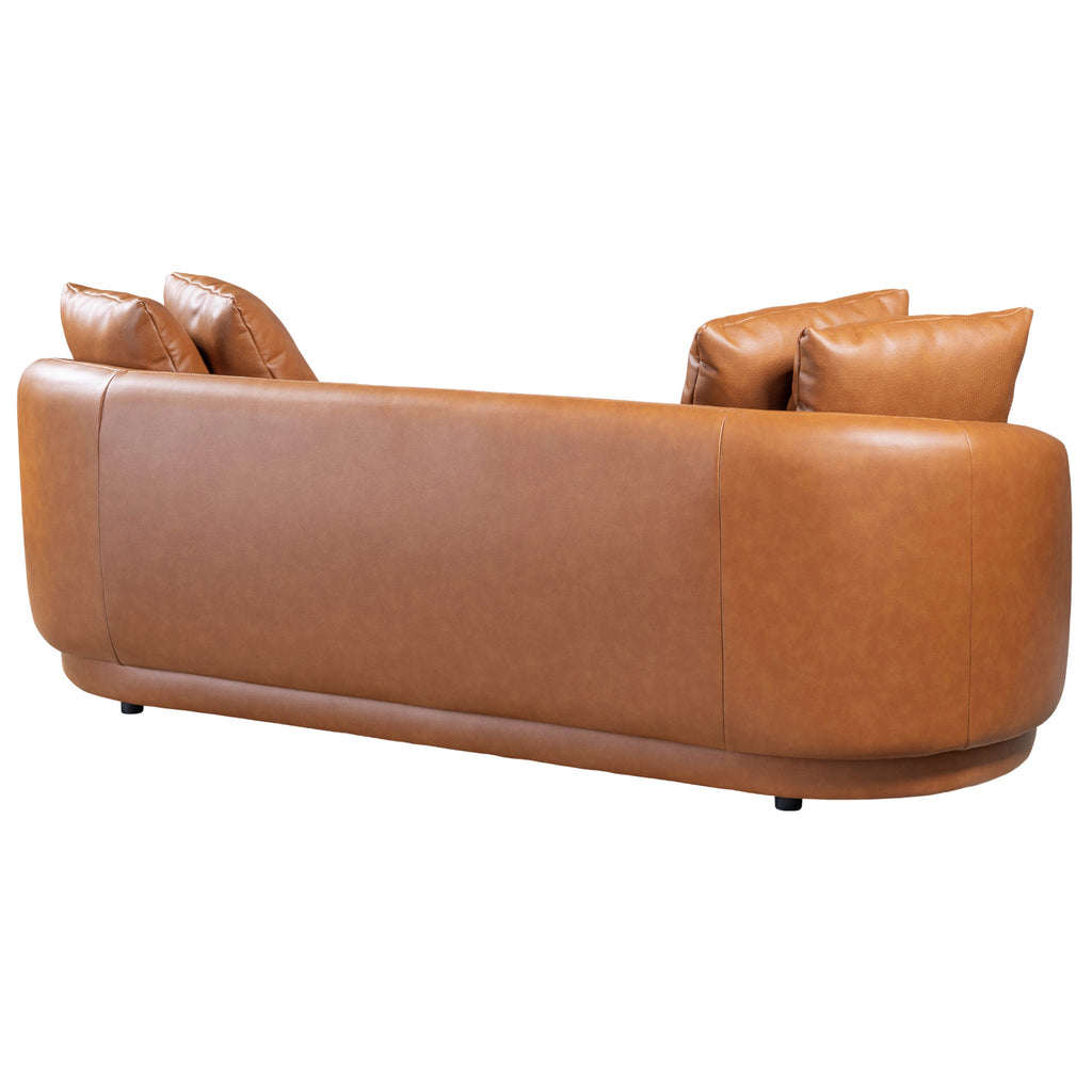 Polun Leather Sofa - Cognac