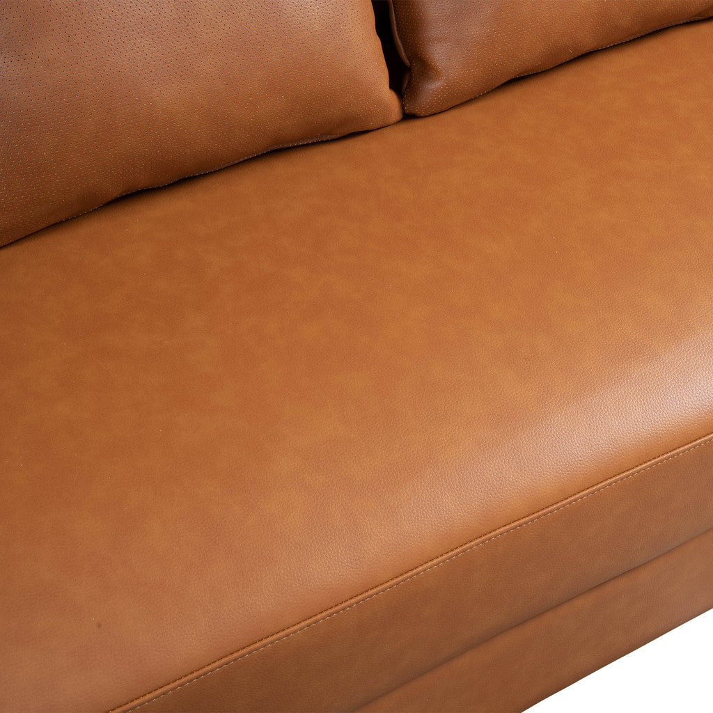 Polun Leather Sofa - Cognac