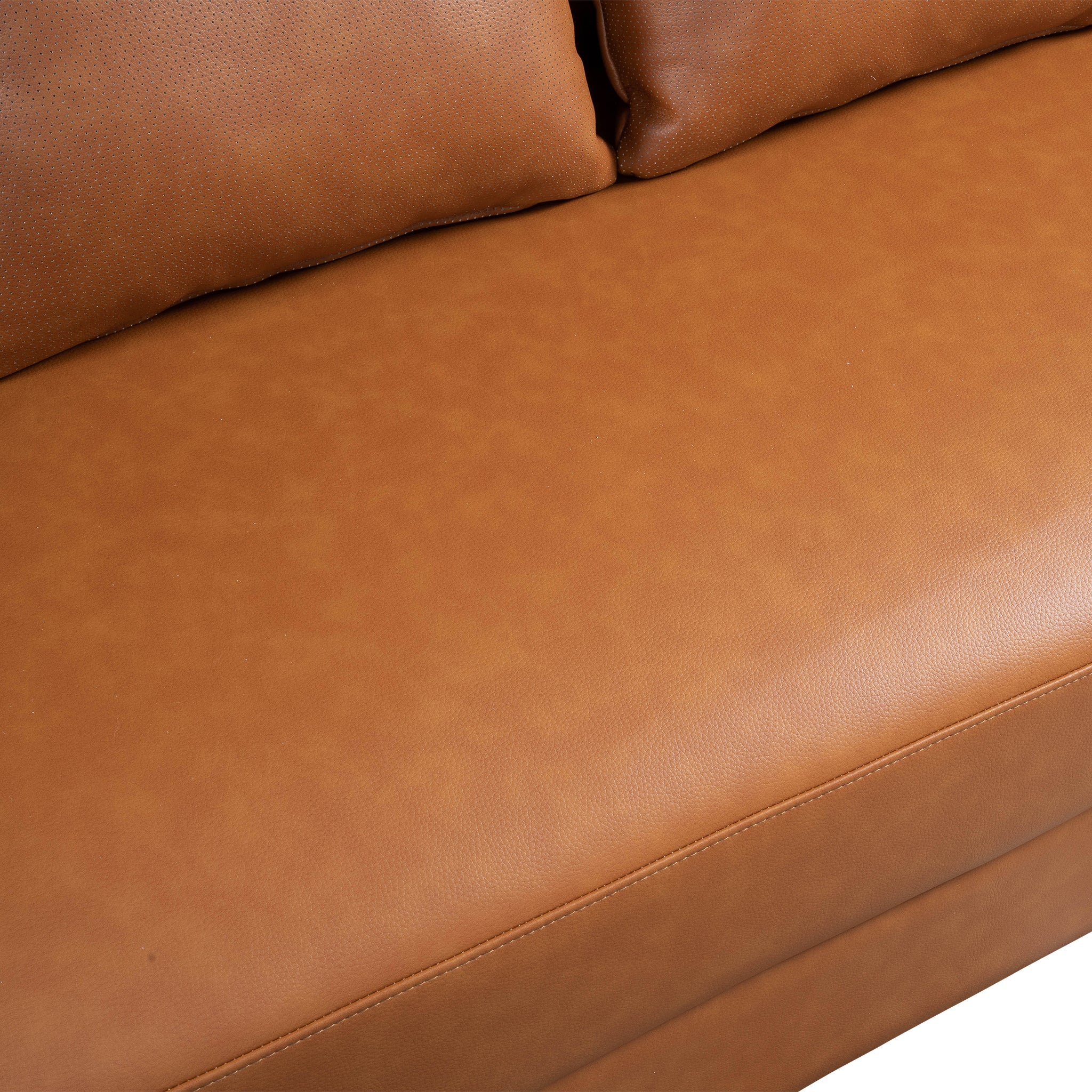 Polun Leather Sofa - Cognac