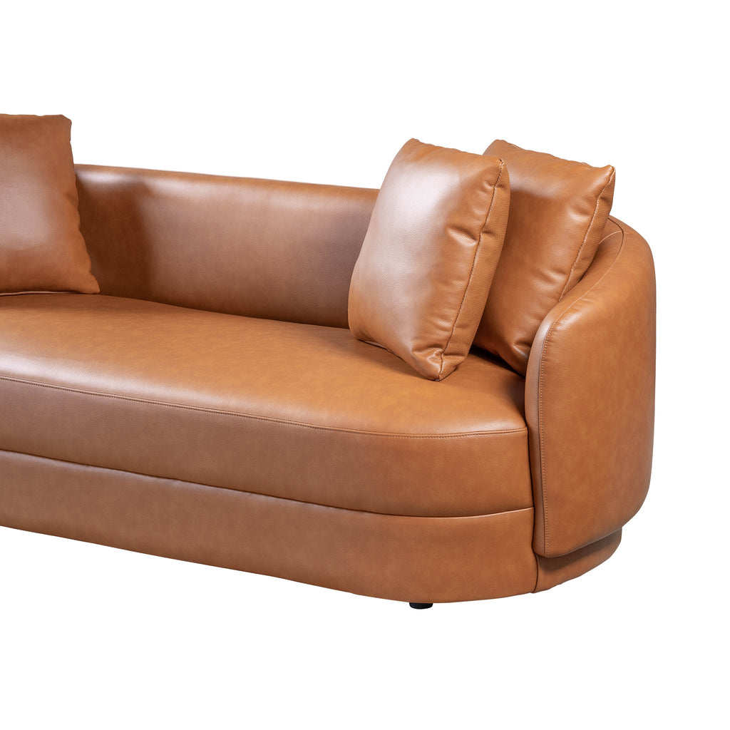 Polun Leather Sofa - Cognac
