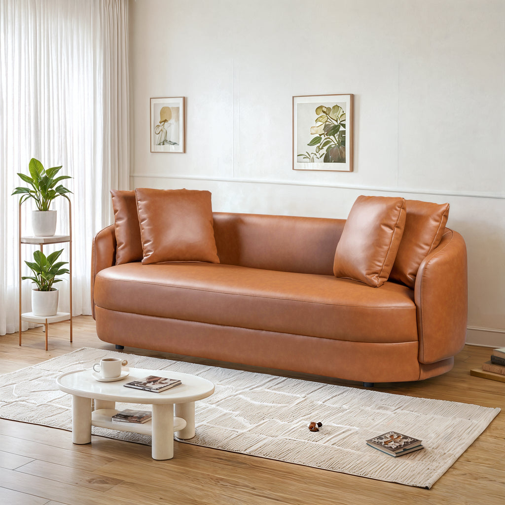 Polun Leather Sofa - Cognac